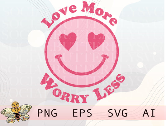 Love More Worry Less Smiley Hearts Png