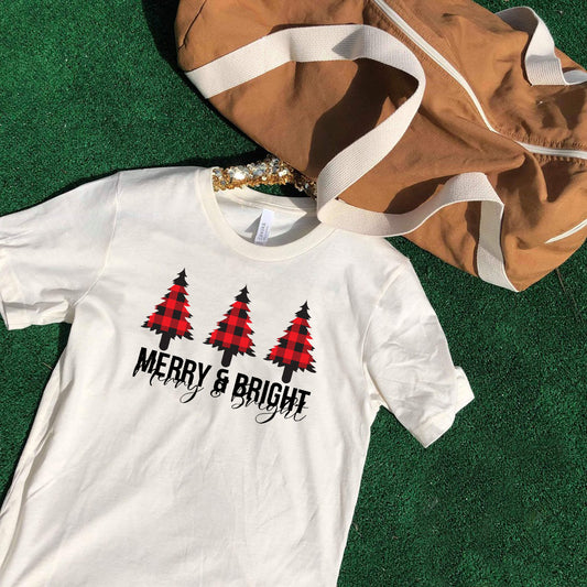 Merry & Bright Plaid T shirt