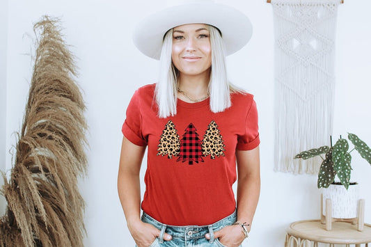 Leopard and Buffalo Plaid Christmas Tree Shirt